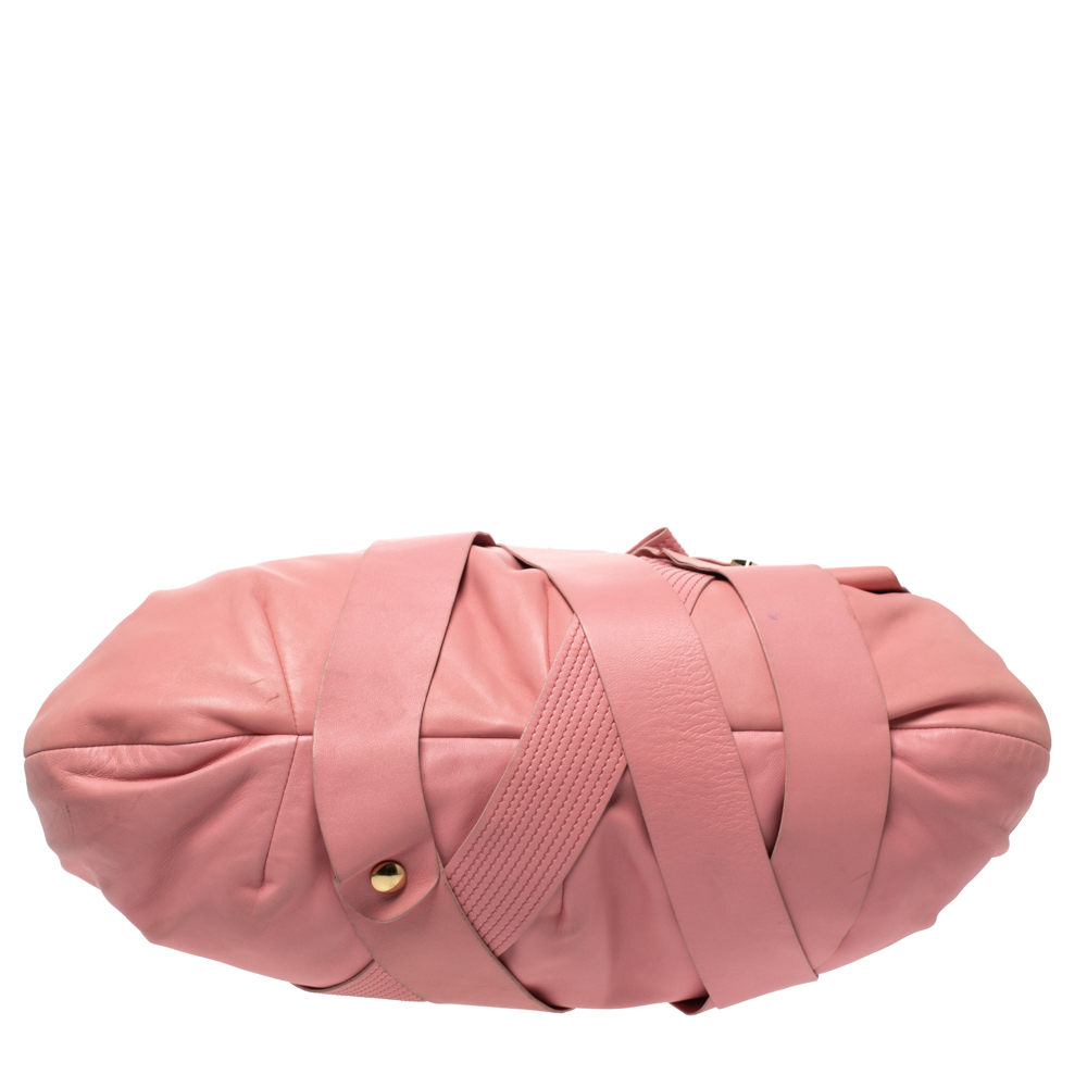 VERSACE Pink Leather Venita Bow Satchel - Picture 6 of 9